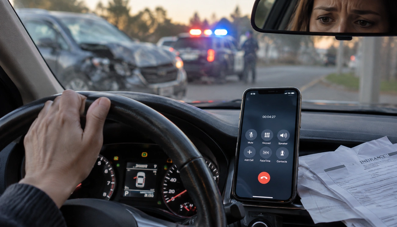 Driver calls insurance after crash as police respond